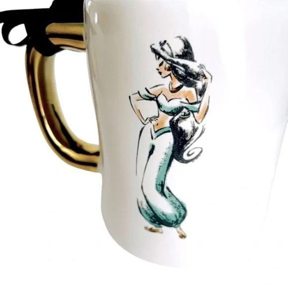 NWT Rae Dunn Disney Princess Jasmine STARRY NIGHT Aladdin White Gold Black Mug - Picture 6 of 12